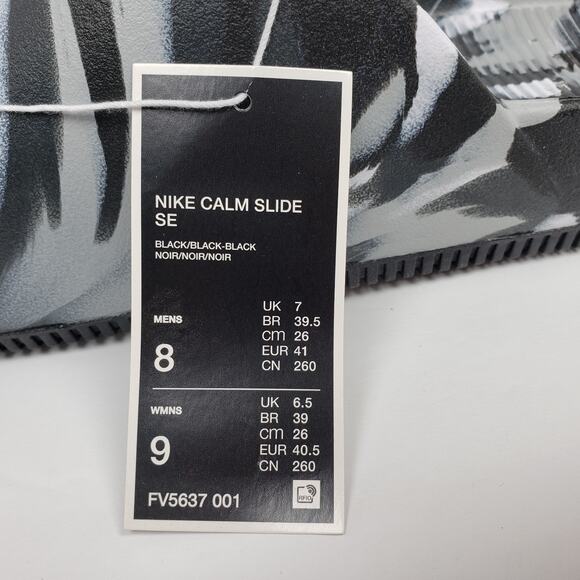 Nike Calm Slide SE Mens Size 8 Womens Sz 9 Black Marble Slip On Slide Sandals main image 9